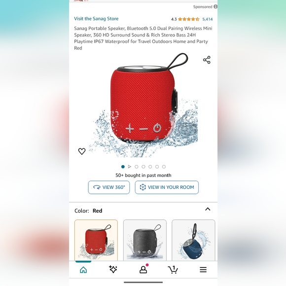 Sanag SANAG-M7 Bluetooth Portable Speaker - red 5.0 Dual Pairing NEW - Picture 3 of 3